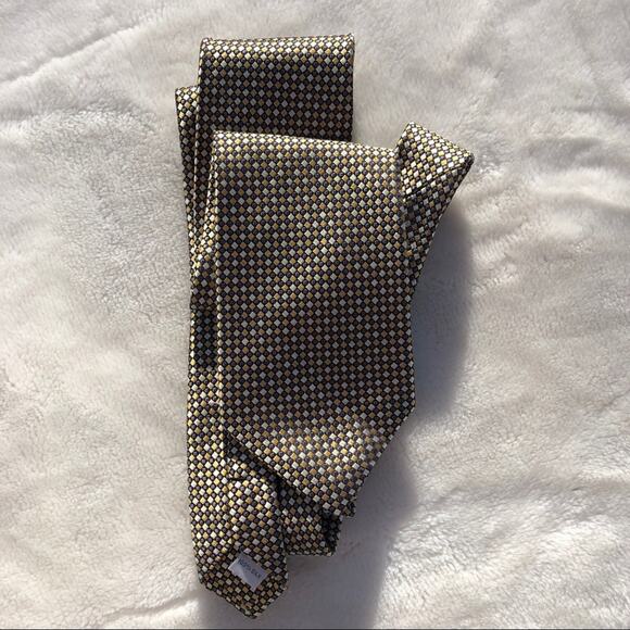 Burma Bibas checkered design 100% silk tie - Picture 3 of 7